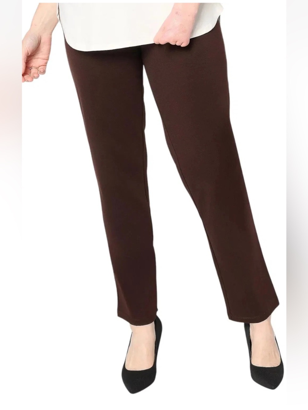 Susan Graver Women’s Ponte Straight Leg Pants Chocolate Brown Size 1X